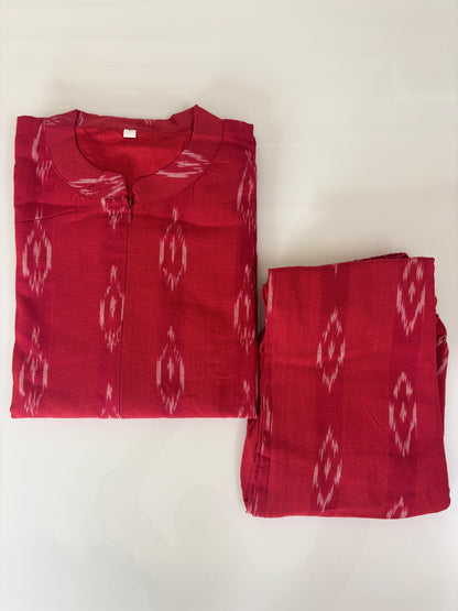 Crimson Red Ikat Print Co-ords