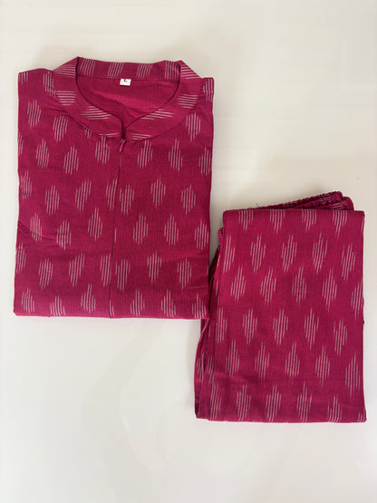 Wine Red Ikat Print Co-ords