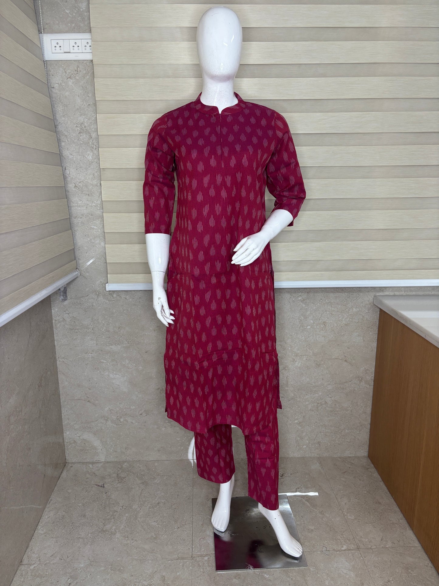 Wine Red Ikat Print Co-ords