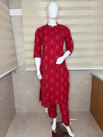 Crimson Red Ikat Print Co-ords