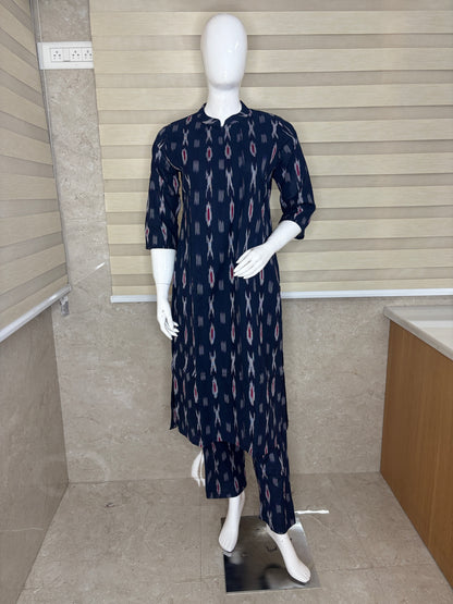 Navy Blue Ikat Print Co-ords
