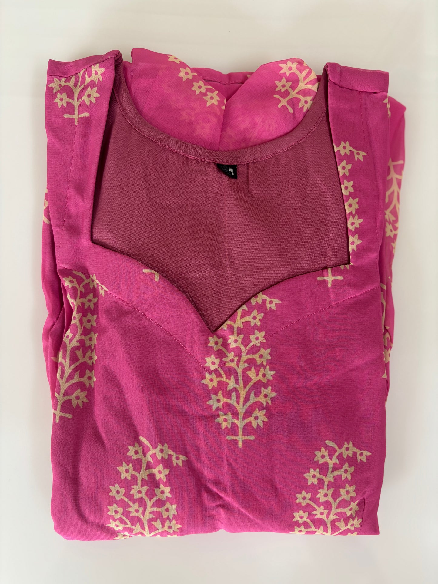 Candy Pink Gold Buta Print Georgette Non-Feeding Maxi