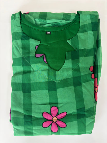 Emerald Green Floral Check Print Georgette Non-Feeding Maxi