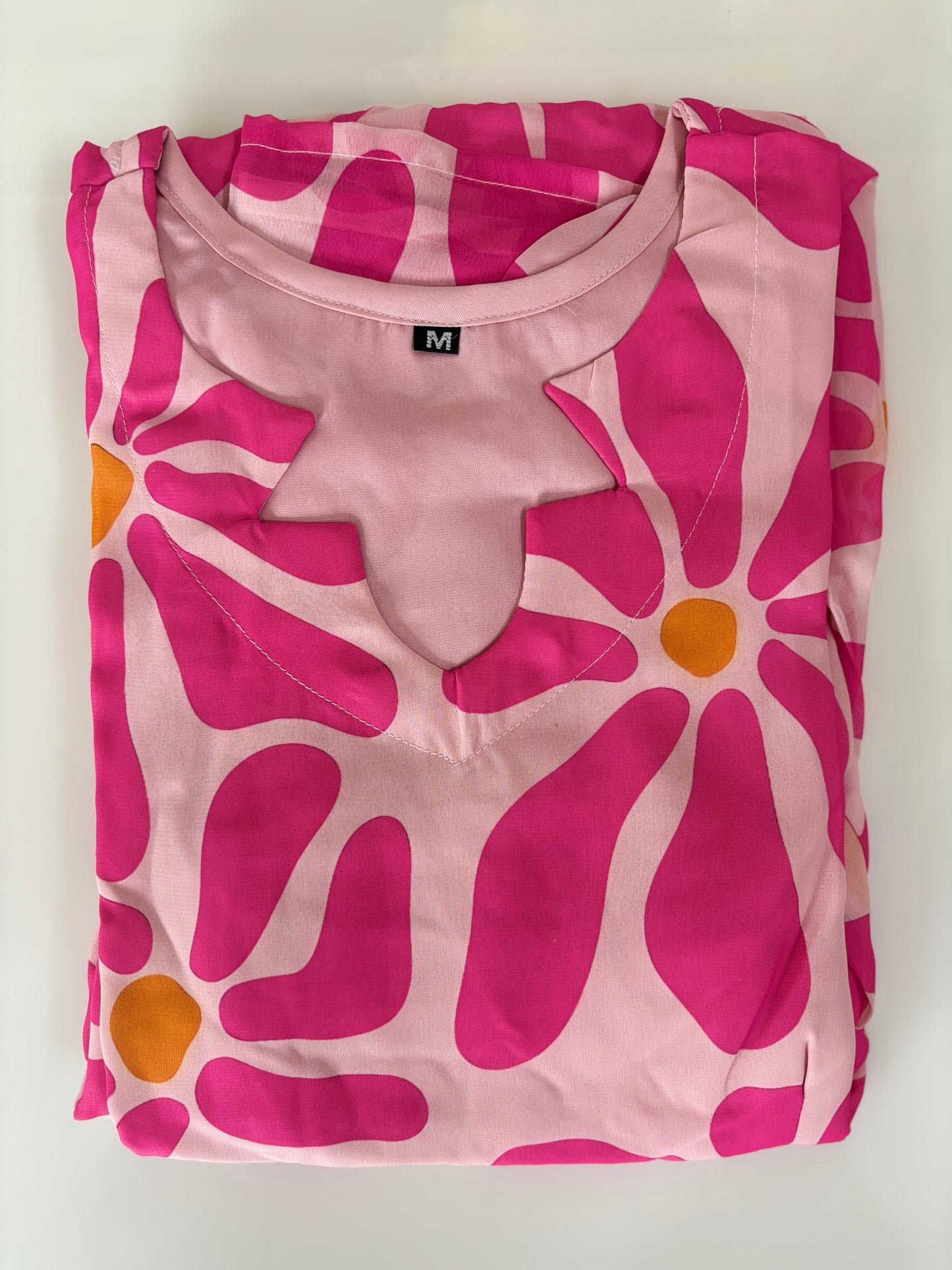 Baby Pink Abstract Daisy Print Georgette Non-Feeding Maxi