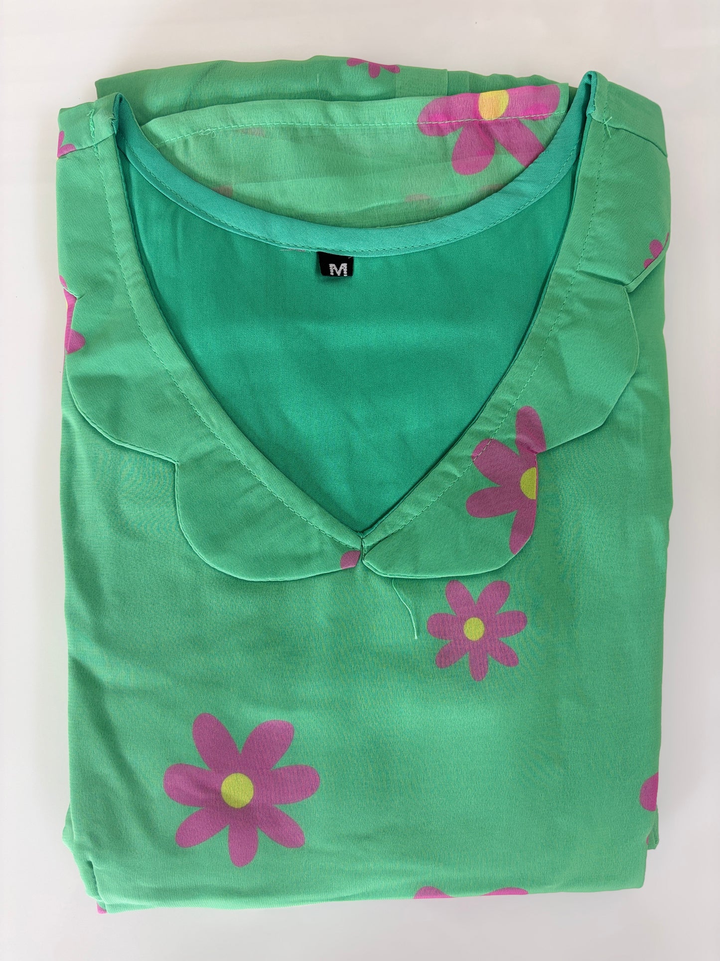 Mint Green Floral Print Georgette Non-Feeding Gown