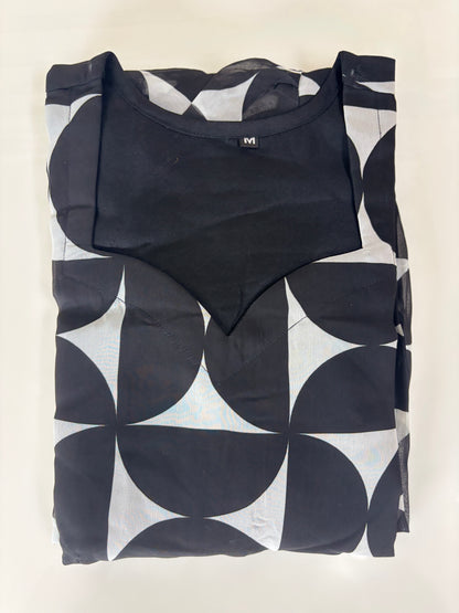 Black Geometric Print Georgette Non-Feeding Gown