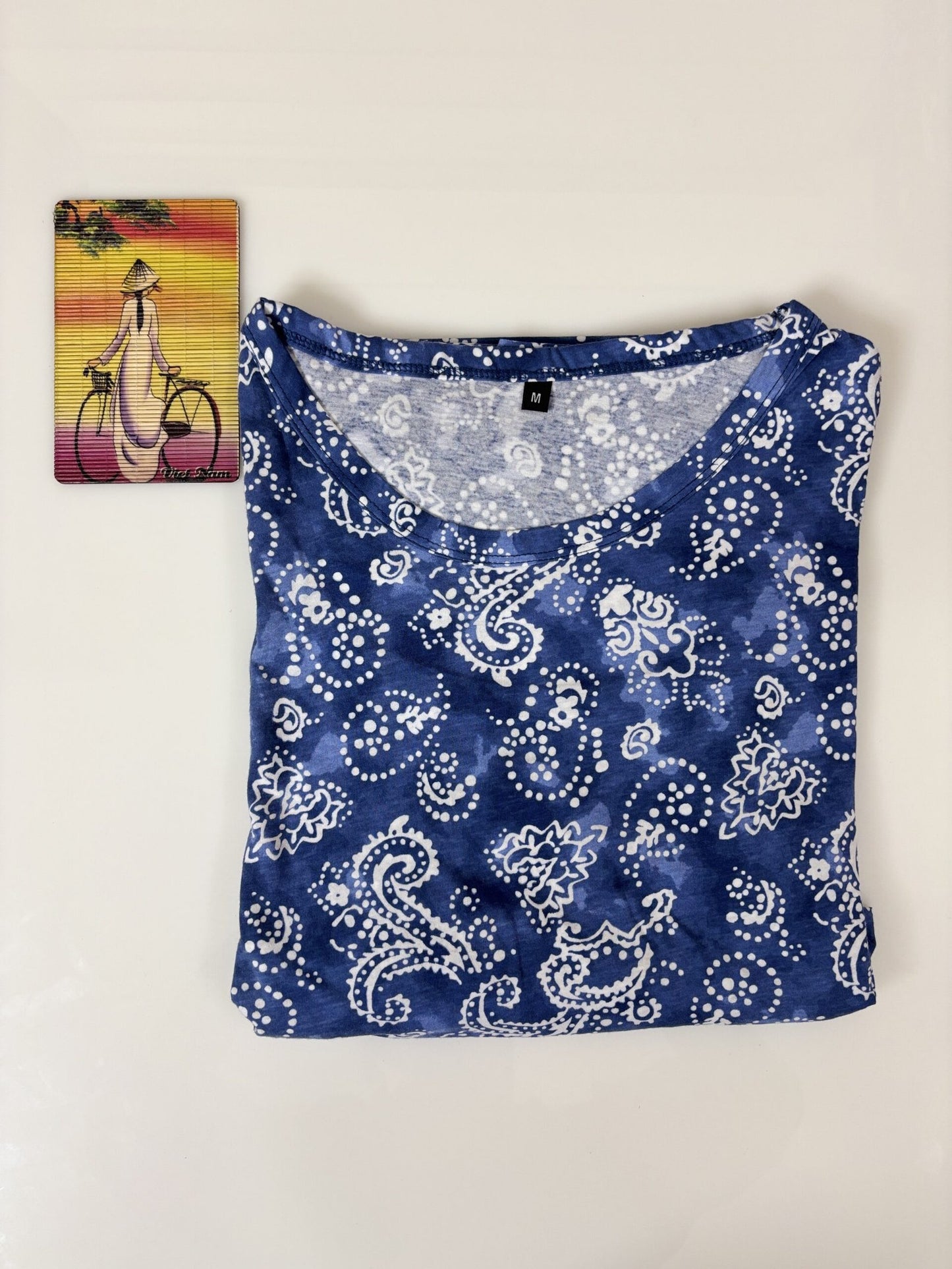 Blue with White Paisley Printed Feeding Puff Sleeve Maxi