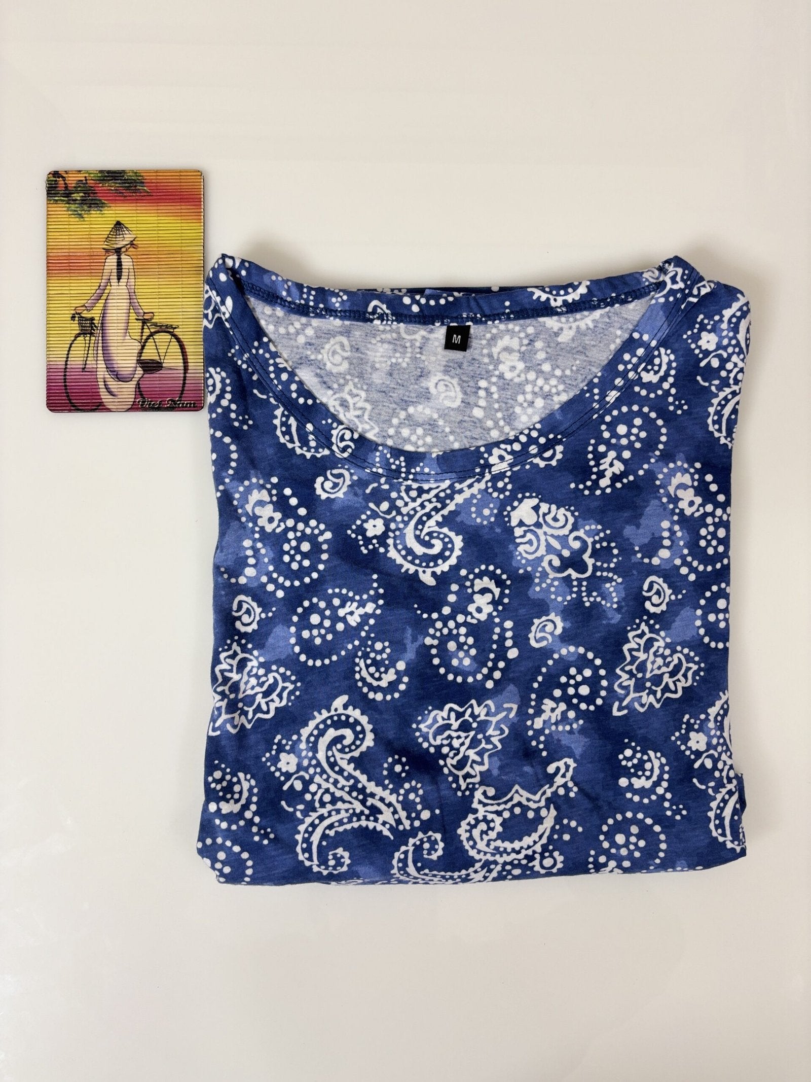 Blue with White Paisley Printed Feeding Puff Sleeve Maxi