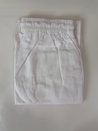 Pure White Solid Women's Straight Pant