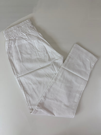 Pure White Solid Women's Straight Pant