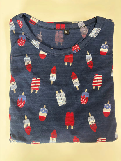 Navy Ice Cream Print Maternity Maxi