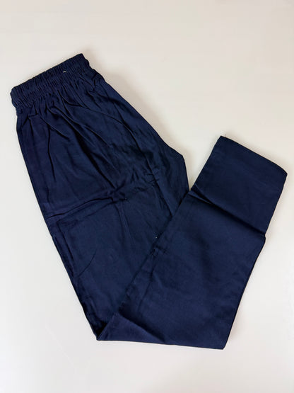 Navy Blue Solid Women's  Straight Pant