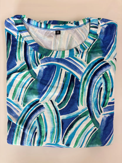 Blue Abstract Print Maternity Maxi