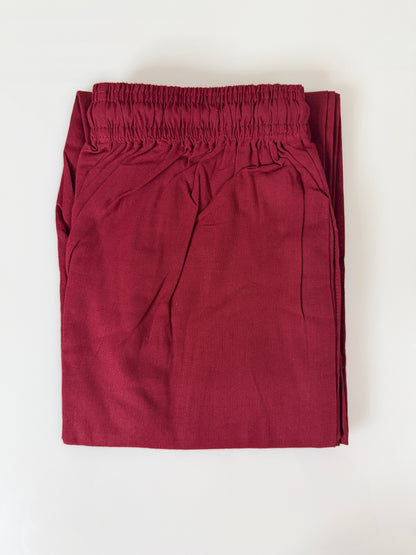 Wine Red Solid Women's Straight Pant