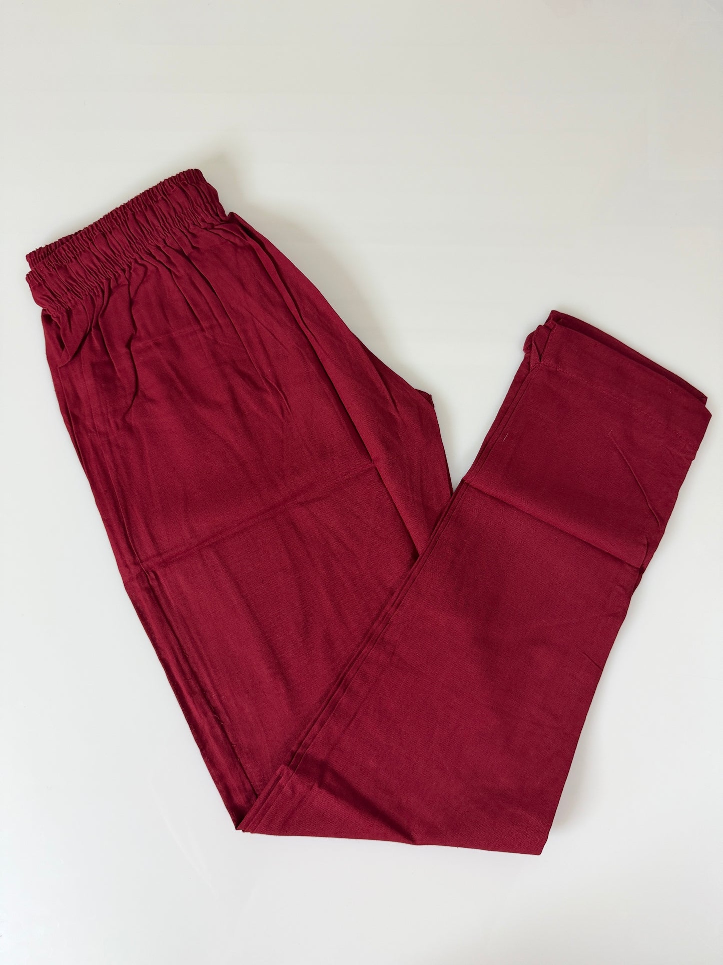 Wine Red Solid Women's Straight Pant
