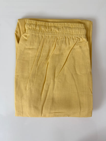 Pastel Yellow Solid Women's Straight Pant