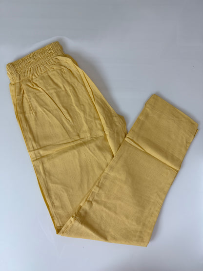 Pastel Yellow Solid Women's Straight Pant