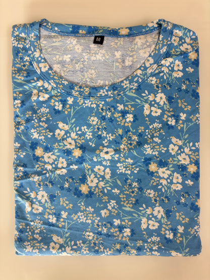 Sky Blue Ditsy Floral Print Maternity Maxi