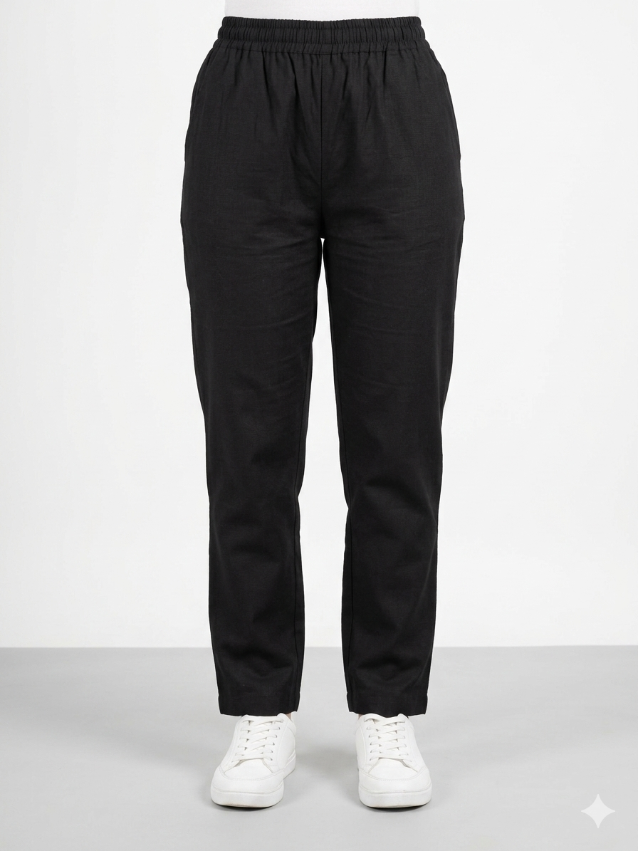 Classic Black Solid Women's Straight Pant