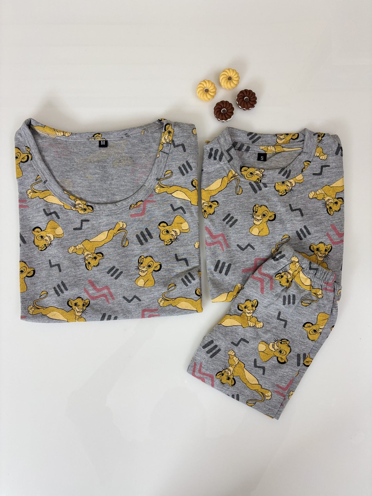 Grey with Disney Lion King Printed Mom and Kid Twinning Combo Set