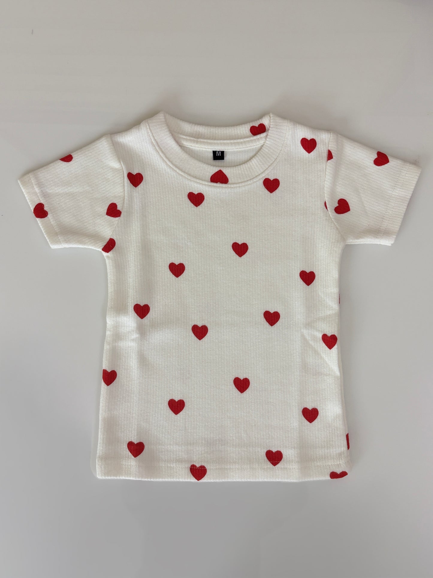 Kids White Heart Print T-Shirt