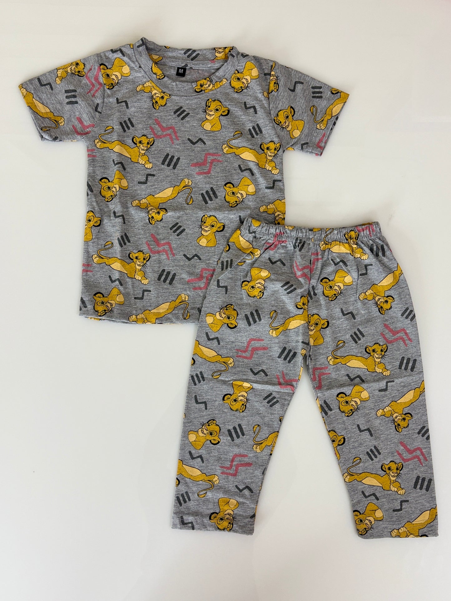 Kids Grey Lion Print T-Shirt & Pants Co-ord Set