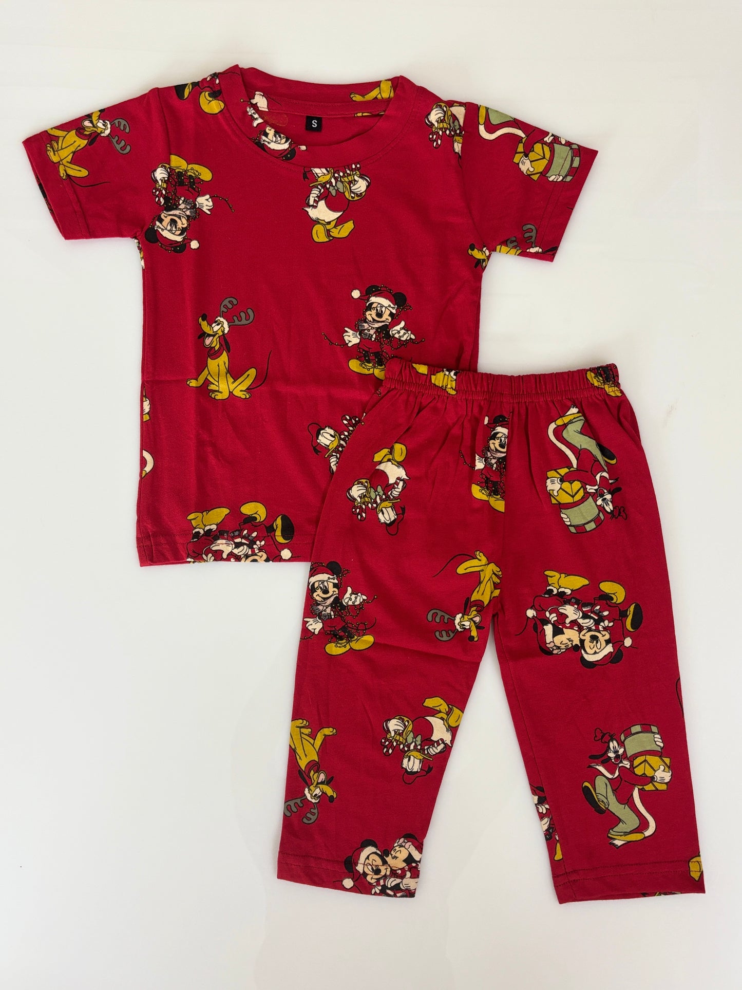 Kids Red Cartoon Character Print T-Shirt & Pants Co-ord Set