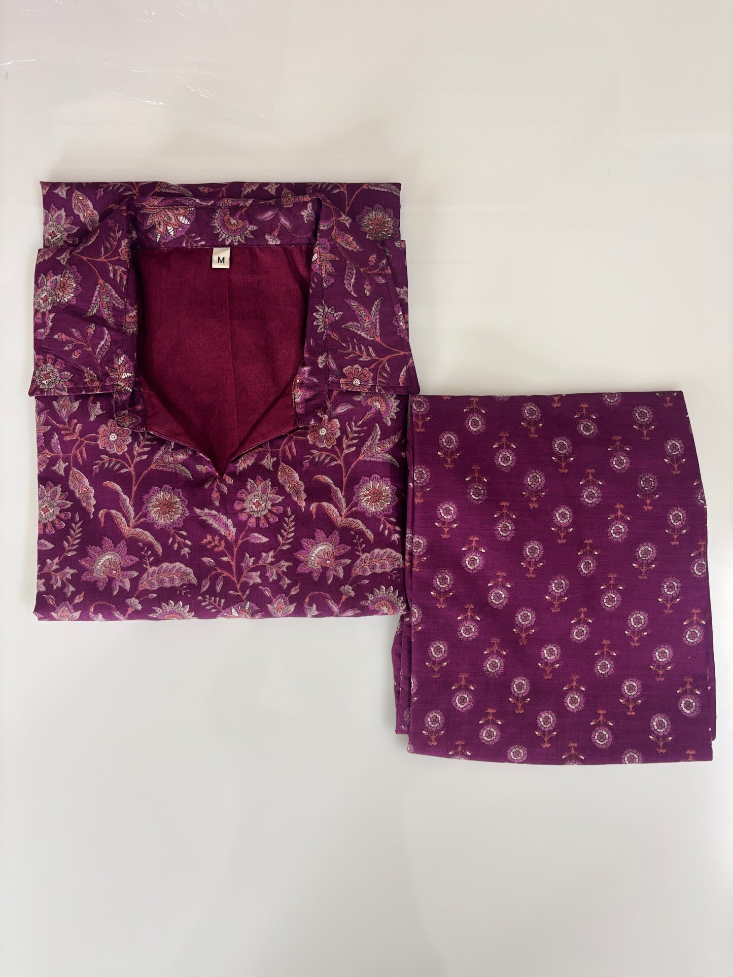Wine Purple Floral Vine Printed Co-ords