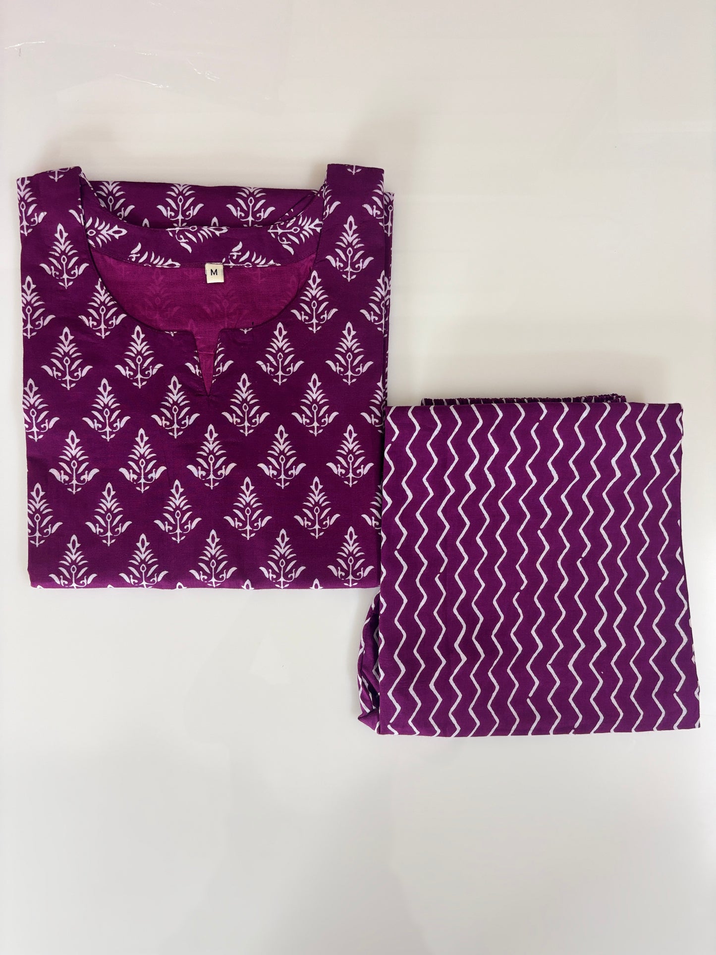 Magenta White Buta Printed Co-ords