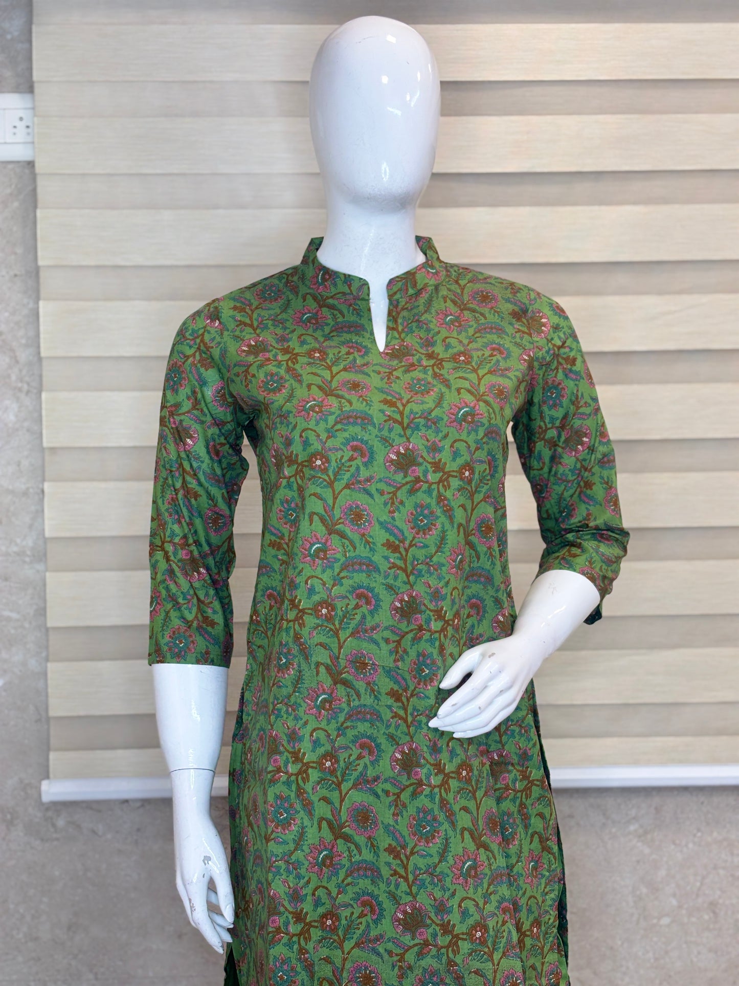 Olive Green Floral Vine Printed Co-ords