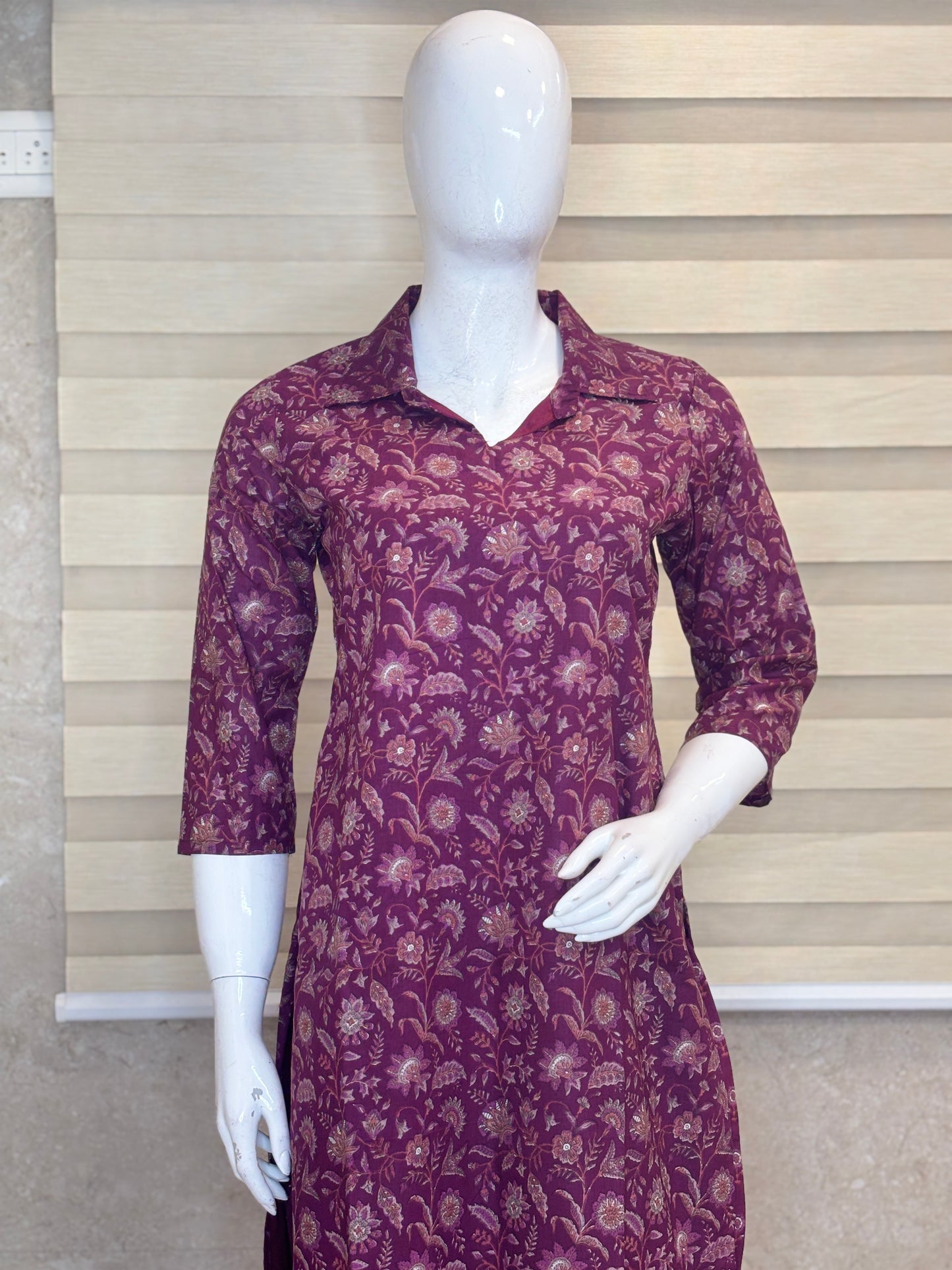 Wine Purple Floral Vine Printed Co-ords