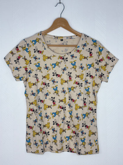 Beige Cartoon Character Print Women’s T-Shirt
