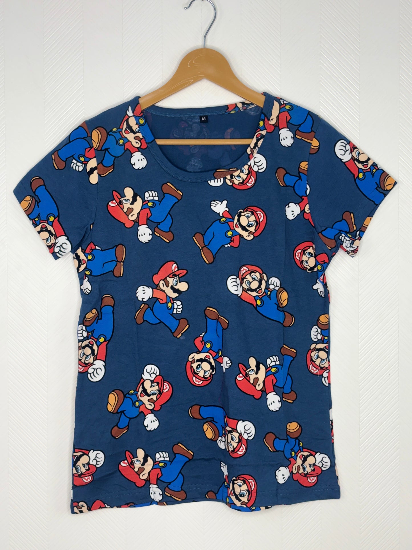 Navy Blue Mario Print Women’s T-Shirt