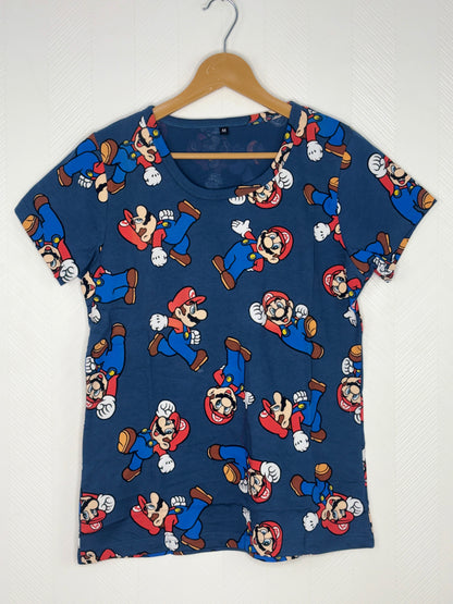 Navy Blue Mario Print Women’s T-Shirt