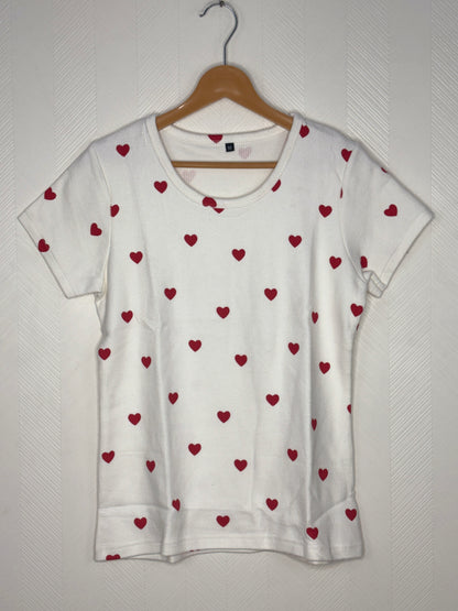 White Heart Print Women's T-Shirt