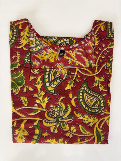 Rust Paisley Elegance Short Kurti