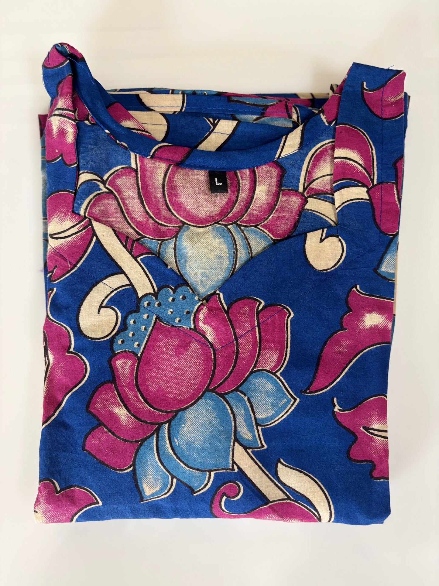 Kalamkari Navy Blue Floral Cotton Frock
