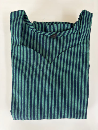 Green Stripe Print Budget Friendly Frock