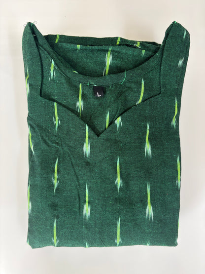 Emerald Green Golden Ikat Dash Budget Friendly Frock