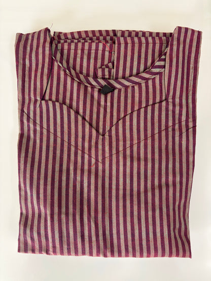 Maroon Stripe Print Budget Friendly Frock