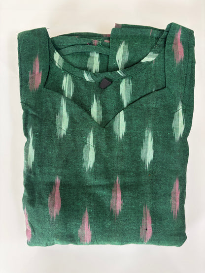 Forest Green Classic Ikat Dash Budget Friendly Frock