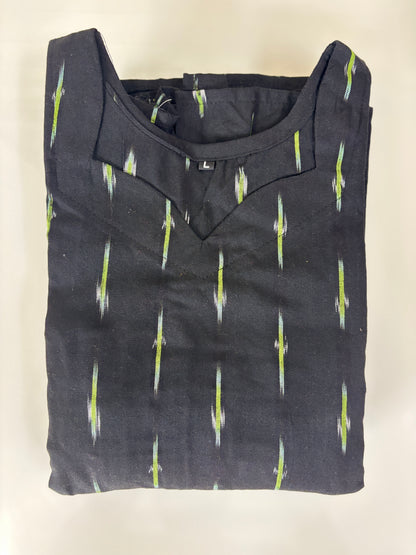 Classic Black Emerald Ikat Dash Budget Friendly Frock