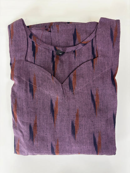 Royal Plum Classic Ikat Dash Budget Friendly Frock