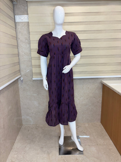 Royal Plum Classic Ikat Dash Budget Friendly Frock