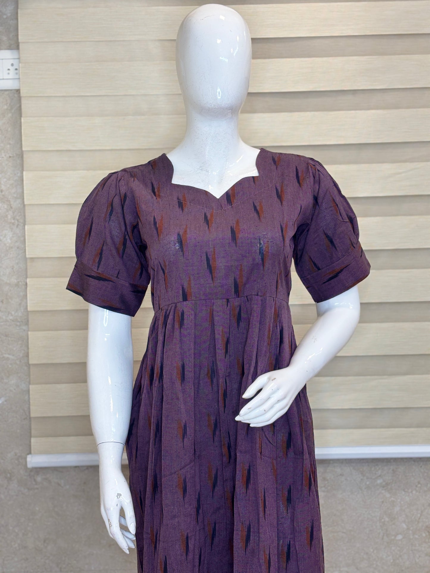 Royal Plum Classic Ikat Dash Budget Friendly Frock
