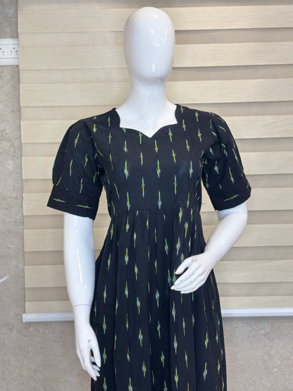 Classic Black Emerald Ikat Dash Budget Friendly Frock