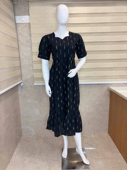 Classic Black Emerald Ikat Dash Budget Friendly Frock