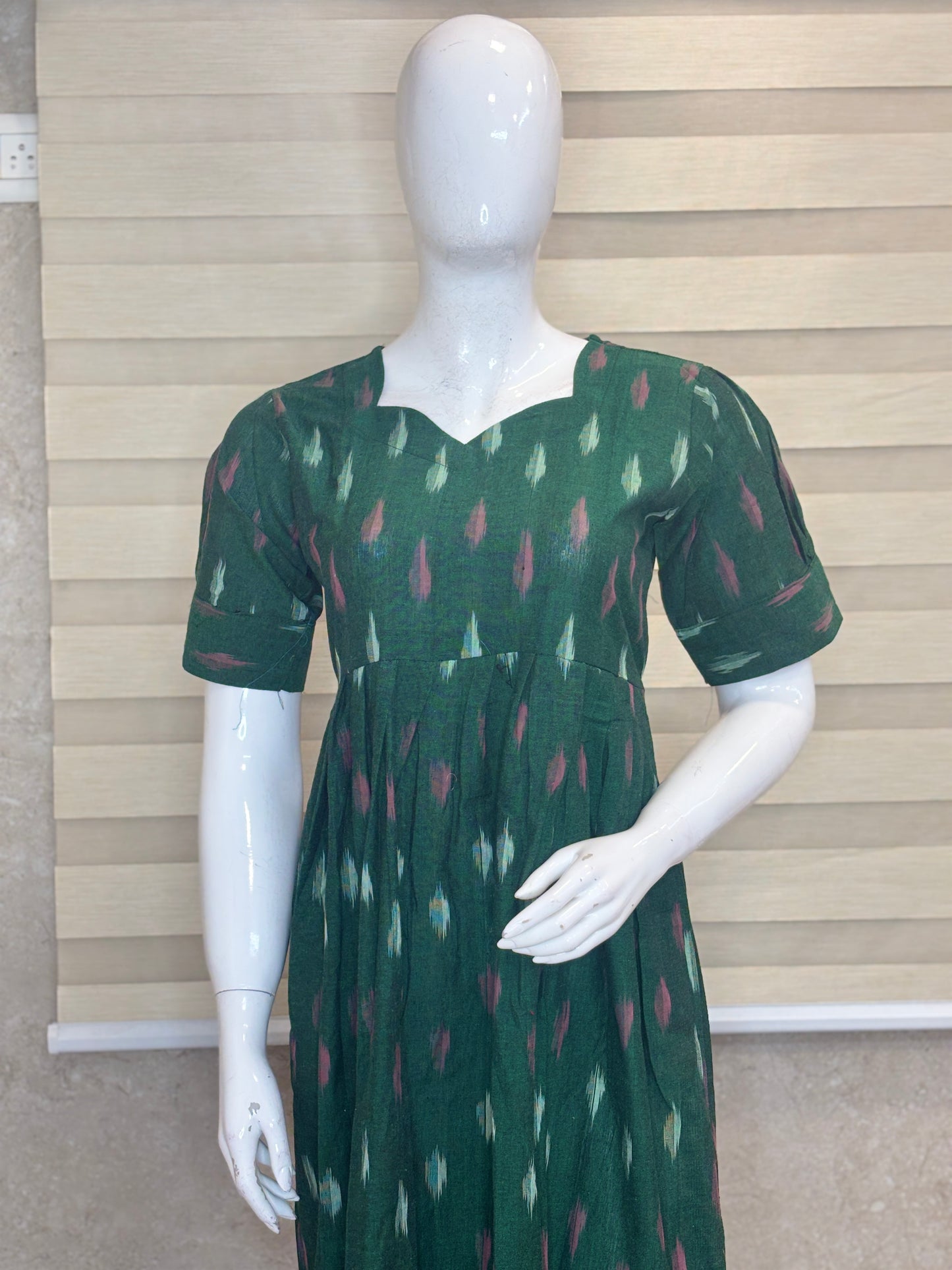Forest Green Classic Ikat Dash Budget Friendly Frock