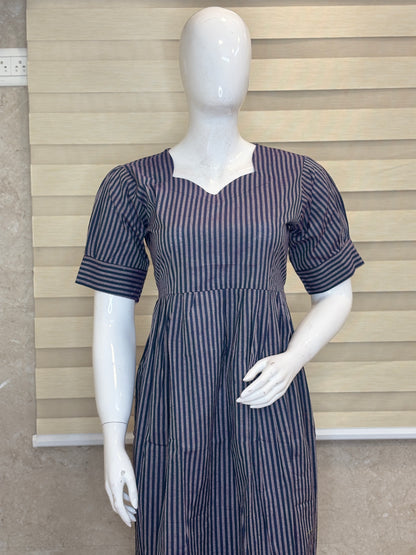 Blue Stripe Print Budget Friendly Frock