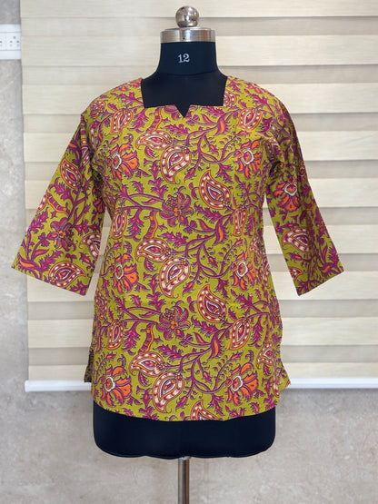 Olive Paisley Charm Short Kurti